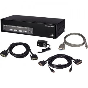 Connectpro 4-Port USB Dual DVI KVM Switch w/ DDM & Multi-Hotkey UDD-14A-PLUS-KIT-10 UDD-14A-PLUS