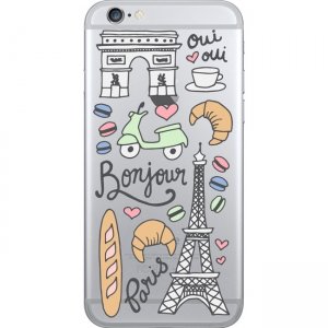 OTM Prints Clear Phone Case, Bonjour Paris Pastels - iPhone 7/7S OP-IP7V1CG-A02-10