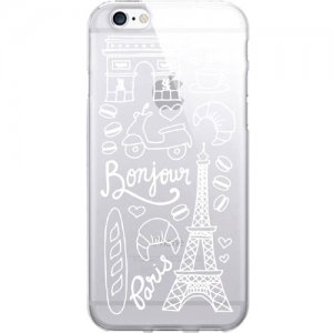 OTM Prints Clear Phone Case, Bonjour Paris White - iPhone 7/7S OP-IP7V1CG-A02-12