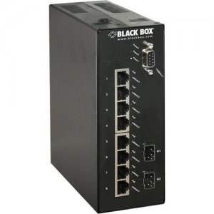 Black Box Hardened Managed Ethernet Switch, (8) 10/100-Mbps PoE, (2) GE SFP, DIN-Rail, DC LEH1008A