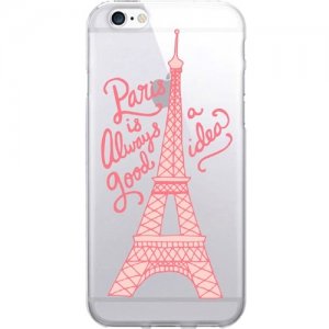OTM Prints Clear Phone Case, Paris is always a good idea Pink - iPhone 7/7S OP-IP7V1CG-A02-32