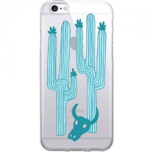 OTM Prints Clear Phone Case, Saguaro & Skull- Blue - iPhone 7/7S OP-IP7V1CG-A02-37