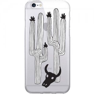 OTM Prints Clear Phone Case, Saguaro & Skull- Black & White - iPhone 7/7S OP-IP7V1CG-A02-38