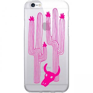 OTM Prints Clear Phone Case, Saguaro & Skull- Pink - iPhone 7/7S OP-IP7V1CG-A02-39