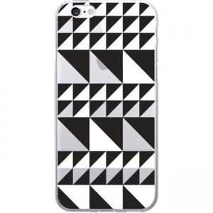 OTM Prints Clear Phone Case, Triangle Quilt Black & White - iPhone 7/7S OP-IP7V1CG-A02-63