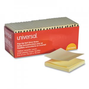 Genpak Fan-Folded Self-Stick Pop-Up Note Pads, 3" x 3", Yellow, 90-Sheet, 24/Pack UNV35694