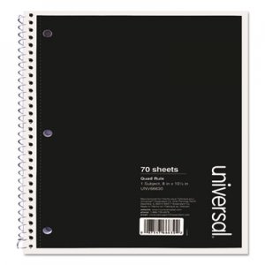 Genpak Wirebound Notebook, Quadrille Rule, 8" x 10.5", 1 Subject, Black UNV66630