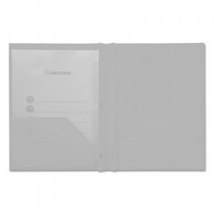 Genpak Plastic Twin-Pocket Report Covers with Fasteners, 3 Fasteners, 100 Sheets, White UNV20554