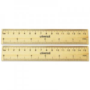 Genpak Flat Wood Ruler, Standard/Metric, 6" UNV59024