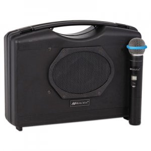 AmpliVox Bluetooth Audio Portable Buddy with Wireless Handheld Mic, 50W, Black APLSW223A SW223A