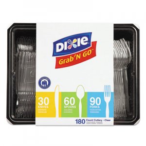 Dixie Combo Pack, Tray w/ Clear Plastic Utensils, 90 Forks, 30 Knives, 60 Spoons DXECH0369DX7PK CH0369DX7