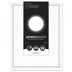 Astrobrights Foil Enhanced Certificates, 8 1/2" x 11", Stardust White, 25/Pk WAU91105 91105