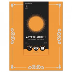 Astrobrights Foil Enhanced Certificates, 8 1/2" x 11", Cosmic Orange, 25/Pk WAU91098 91098