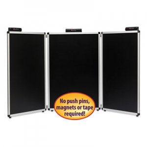 Smead Justick Three-Panel Electro-Surface Table-Top Expo Display, 72" x 36", Black SMD02590 02590
