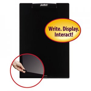 Smead Justick Frameless Electro-Surface Dry-Erase Board w/Clear Overlay, 16" x 24", BK SMD02545 02545