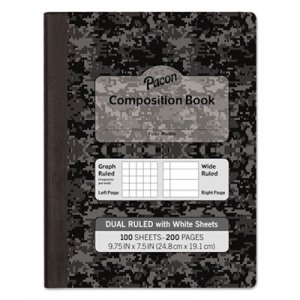 Pacon Composition Book, 7 1/2" x 9 3/4", Subject, 100 Sheets, Black PACMMK37164 MMK37164
