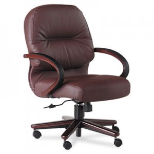 HON 2190 Pillow-Soft Wood Series Mid-Back Chair, Burgundy Leather/Mahogany HON2192NSR69 H2192.N.SR69