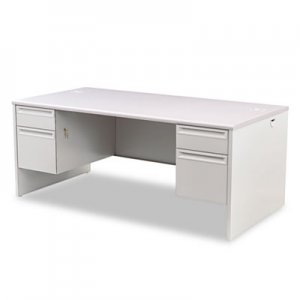 HON 38000 Series Double Pedestal Desk, 72w x 36d x 29-1/2h, Light Gray HON38180G2Q H38180.G2.Q