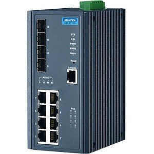 Advantech 8GE + 4SFP Port Managed PoE Ethernet Switch w/Wide Temp EKI-7712G-4FPI-AE EKI-7712G