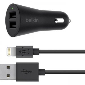 Belkin BOOST UP 2-Port Car Charger + USB-A to Lightning Cable F8J221BT04-BLK