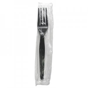 Boardwalk Heavyweight Wrapped Polystyrene Cutlery, Fork, Black, 1000/Carton BWKFORKHWPSBIW FORKHWPSBIW