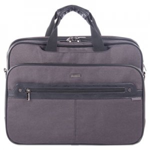 STEBCO Harry Executive Briefcase, 16.5" x 4.75" x 12.5", Nylon/Synthetic Leather, Gray BUGEXB523 EXB523-GREY