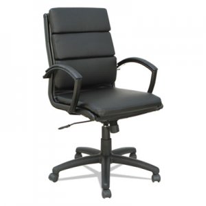 Alera Neratoli Mid-Back Slim Profile Chair, Black, Leather ALENR42B19