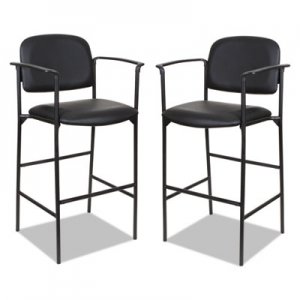 Alera Sorrento Series Stool, Black, Faux Leather, with Arms, 2 per carton ALEST6616A