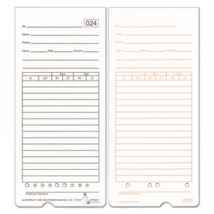 Acroprint Time Card for ATR480 Totalizing Electronic Time Clock, 7 1/2 x 3.35, 50 per pack ACP099115000 09