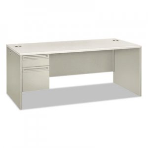HON 38000 Series Single Pedestal Desk, 72" Wide, Left, Silver Mesh/Light Gray HON38294LB9Q H38294L.B9.Q