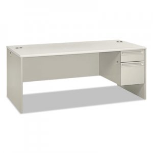 HON 38000 Series Single Pedestal Desk, 72" Wide, Right, Silver Mesh/Light Gray HON38293RB9Q H38293R.B9.Q