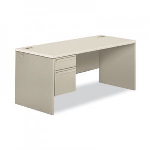 HON 38000 Series Single Pedestal Desk, 66" Wide, Left, Silver Mesh/Light Gray HON38292LB9Q H38292L.B9.Q