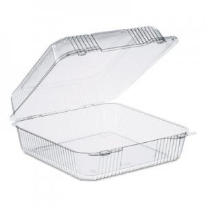 Dart StayLock Clear Hinged Lid Containers, 75.7 oz, 9.1" x 9.5" x 3.6", Clear, 250/CT