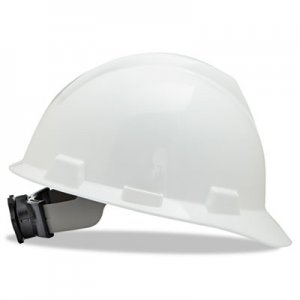 MSA V-Gard Hard Hats w/Ratchet Suspension, Large Size 7 1/2 - 8 1/2, White MSA477482 477482