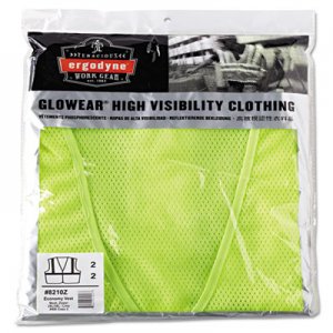 Ergodyne GloWear 8210Z Class 2 Economy Vest, Polyester Mesh, Zipper Closure, Lime, 2L/3XL EGO21057 150-21057