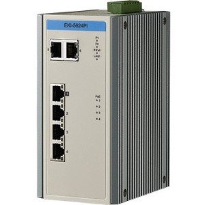 Advantech 4FE PoE+2G Unmanaged Ethernet Switch, IEEE802.3af/at, E-Mark, 12V~24VDC, -40~75 EKI-5624PI-AE EKI