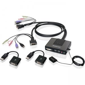 Iogear 2-Port Dual-Link DVI and DisplayPort Cable KVM Kit with 2.1 Audio GCS982DPKIT