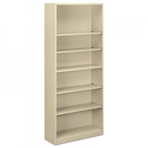 Alera Steel Bookcase, 6-Shelf, 34.5"w x 12.63"d x 81.13"h, Putty ALEBCM68235PY