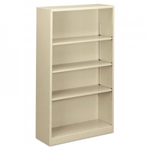 Alera Steel Bookcase, 4-Shelf, 34.5"w x 12.63"d x 59"h, Putty ALEBCM45935PY