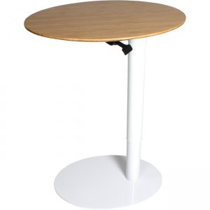 frasch Oval Height Adjustable Café Table, White Base, Light Bamboo Top BDL-6777