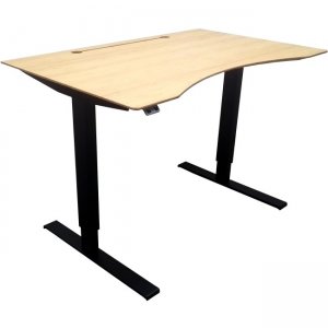 frasch 48" Sit and Stand Desk, Black Frame / Light Grain Bamboo Top BDL-6494