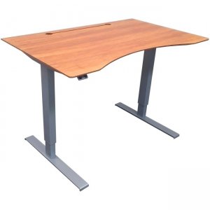 frasch 48" Sit-Stand Desk, Silver Frame / Dark Grain Bamboo Top BDL-6524