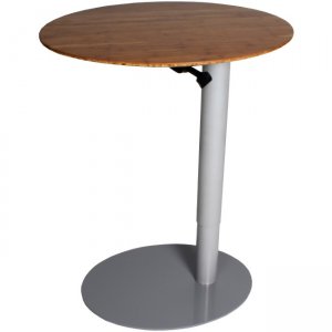 frasch Oval Height Adjustable Café Table, Silver Base, Dark Bamboo Top BDL-6760