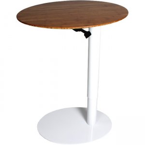 frasch Oval Height Adjustable Café Table, White Base, Dark Bamboo Top BDL-6784