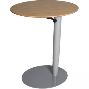 frasch Oval Height Adjustable Café Table, Silver Base, Light Bamboo Top BDL-6753