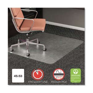 deflecto RollaMat Frequent Use Chair Mat for Medium Pile Carpet, 45 x 53, Rectangular, CR DEFCM15242COM CM15242COM