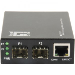 LevelOne RJ45 to SFP Gigabit Media Converter Switch, 2 x SFP, 1 x RJ45 GVT-2011