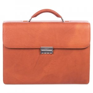 STEBCO Sartoria Medium Briefcase, 16.5" x 5" x 12", Leather, Cognac BUG49545807 49545807-COGNAC