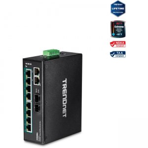 TRENDnet 10-Port Industrial Gigabit PoE+ DIN-Rail Switch TI-PG102