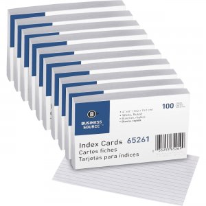 Business Source Ruled White Index Cards 65261BX BSN65261BX